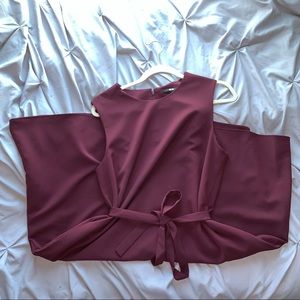 Uniqlo Womens wine belted a-line sleeveless dress with pockets